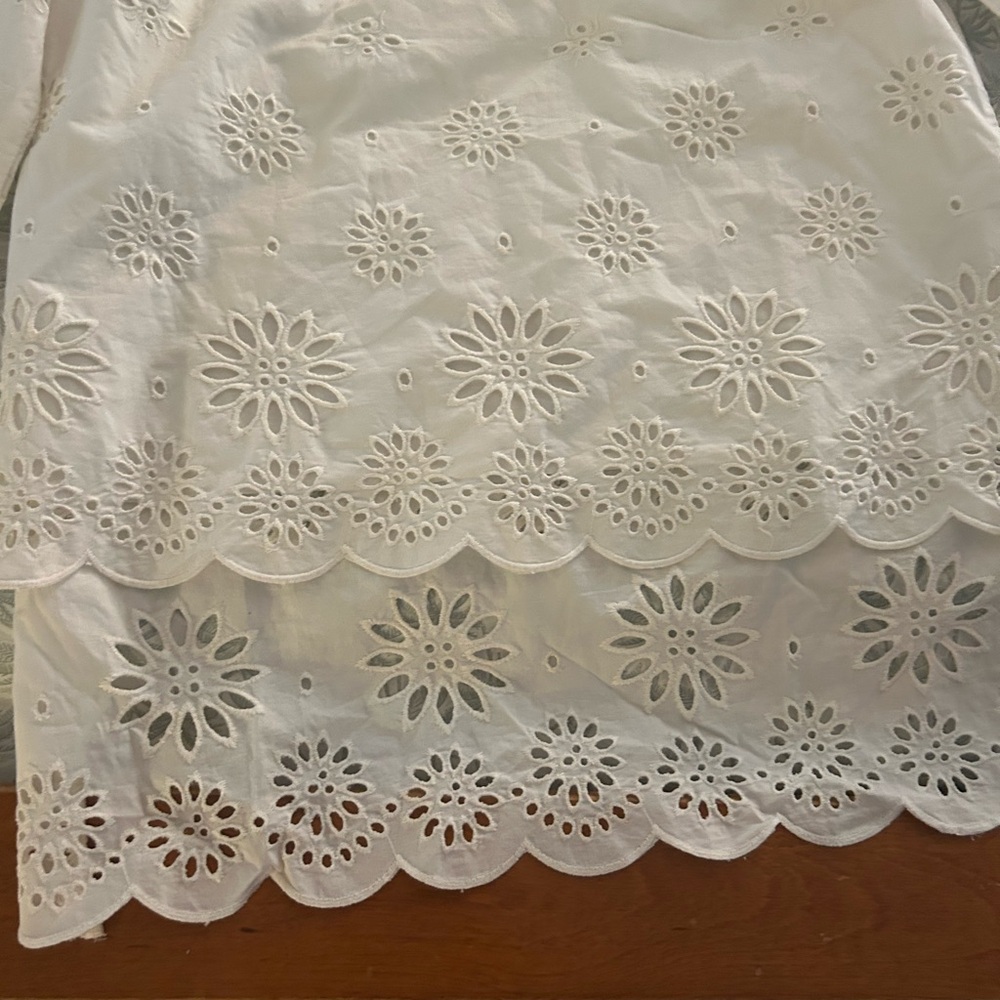J.crew White Eyelet Lace Long Sleeve Top 00p NWT - Picture 9 of 11